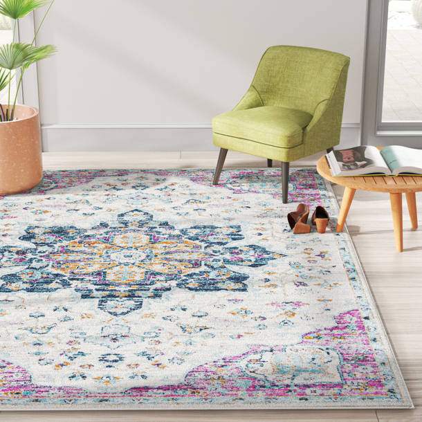 Mistana™ Christa Performance Cream/Light Gray/Navy Rug & Reviews Wayfair